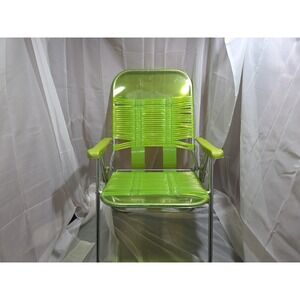 Jelly PVC Vinyl Tubing Y2K Vintage Plastic Folding Lawn Beach Chair LIME GREEN